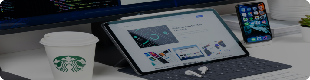 Mobile app design on tablet