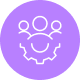 Purple team management icon