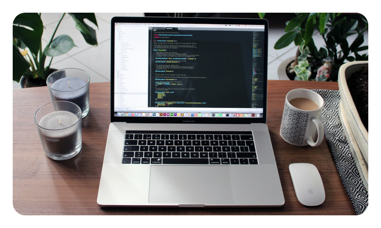 WordPress developer coding on laptop