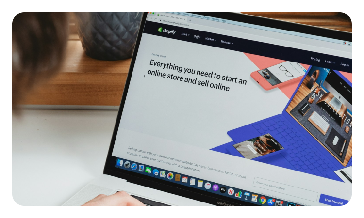 Shopify website homepage