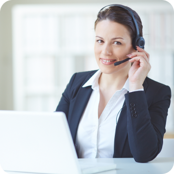 Female customer support representative