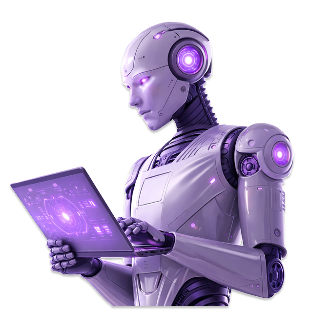 AI Robots work on laptop