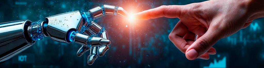 AI robot and human touched