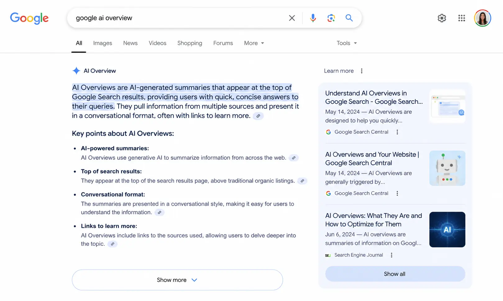 Google AI overview